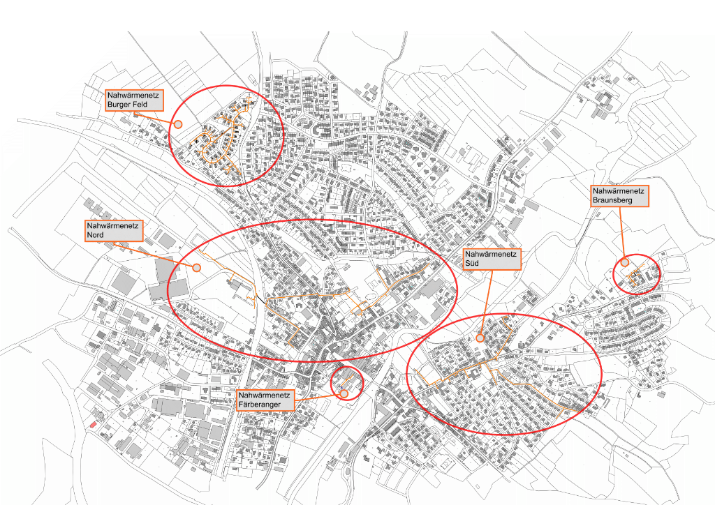 Karte Wärmenetz der Stadtwerke Vilsbiburg